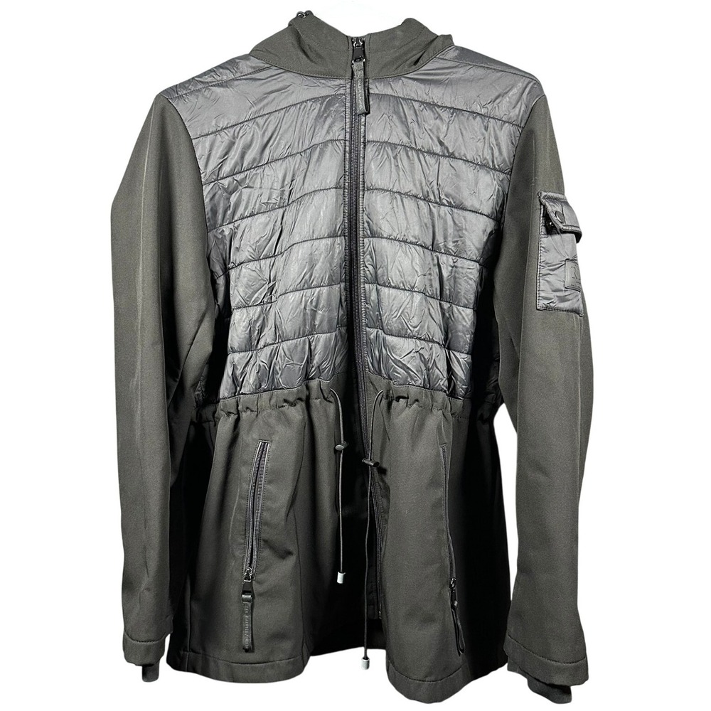 Lauren Ralph Lauren Women's Black Quilted Hybrid Zip Up Hooded Jacket Size L - Picture 2 of 12